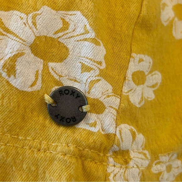 Roxy Women's Yellow Floral Simple Thoughts Short Sleeve Dress Size Medium - Picture 6 of 9